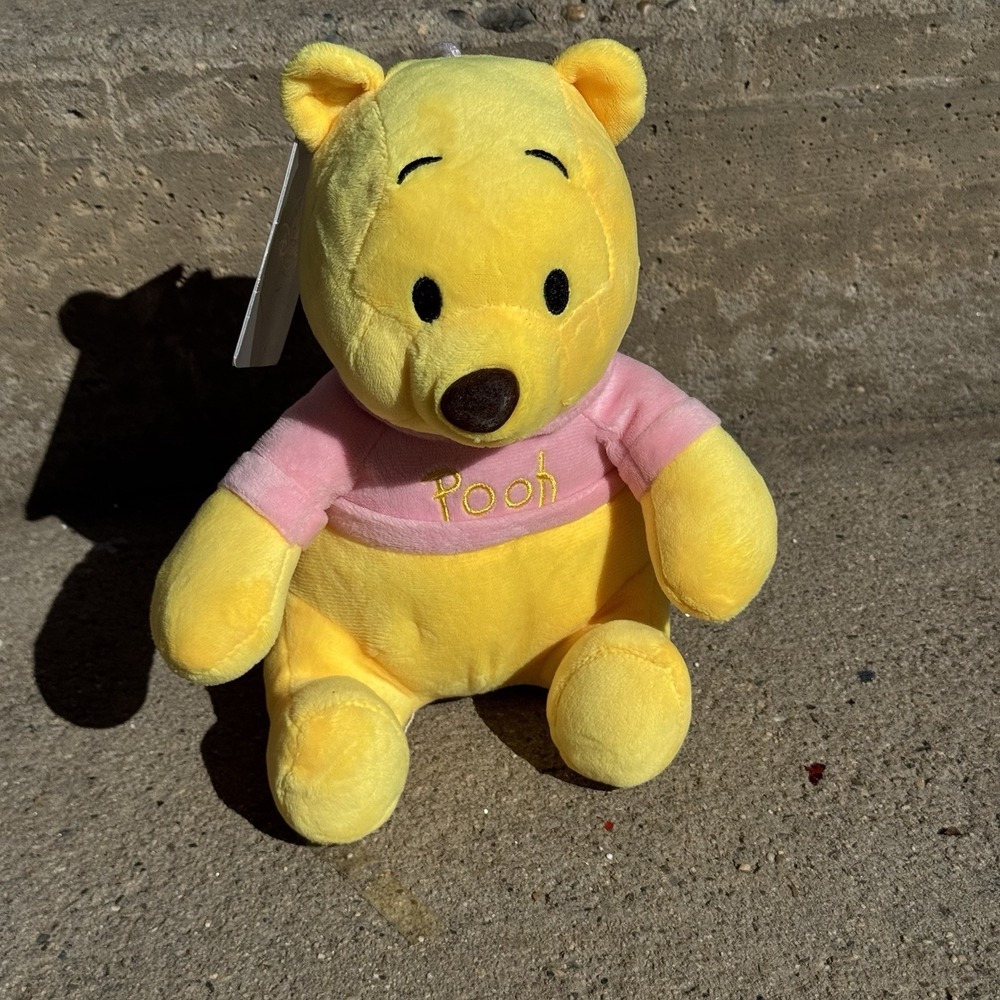 RARE Disney Store Japan Winnie the Pooh Plush In Pink Shirt